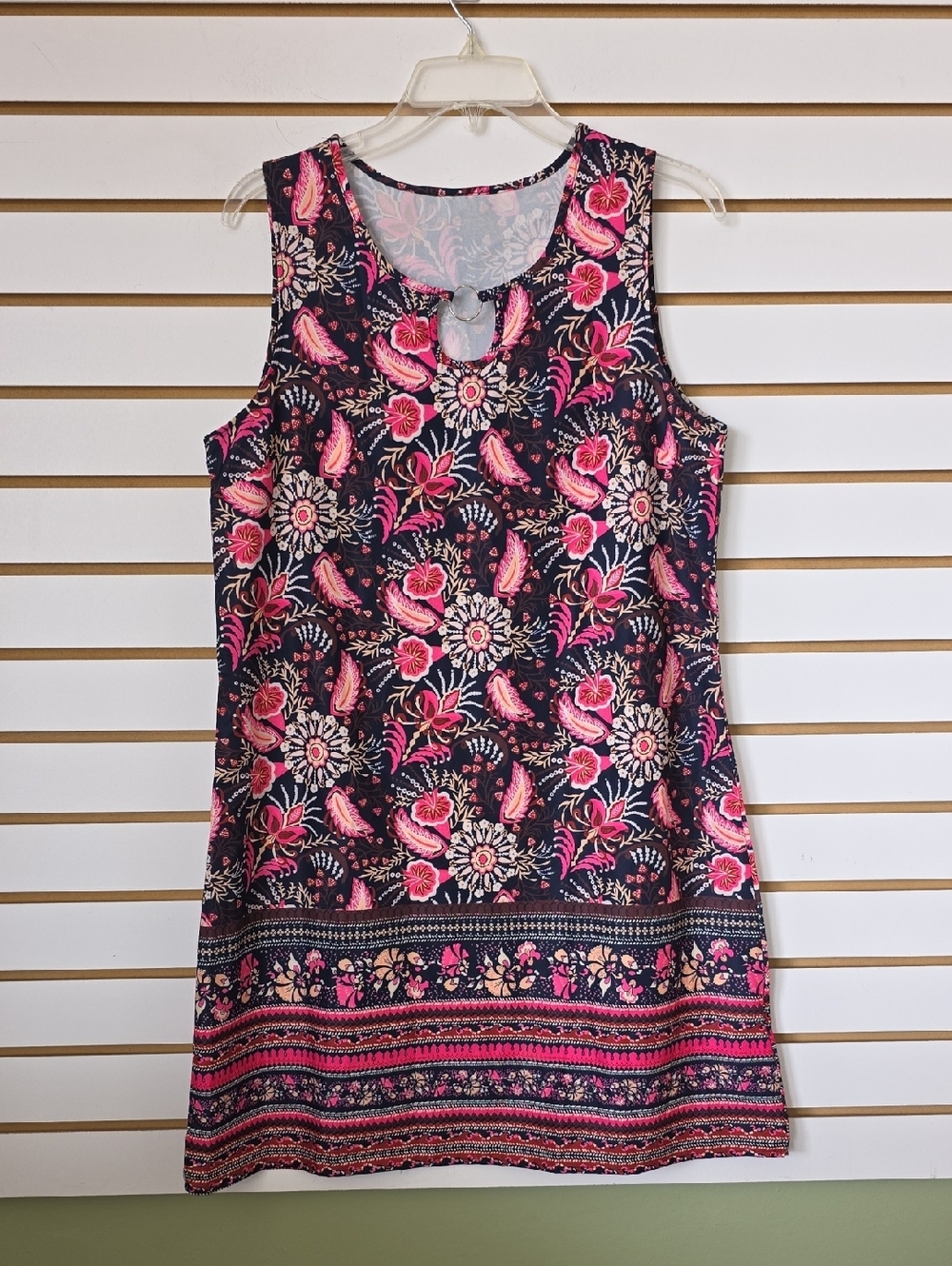 Sleeveless Floral Keyhole Dress Med